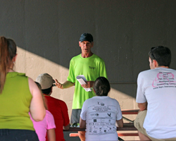 Photo of Dan Kuhlman at the first practice of the Middle School Cross Country Program.